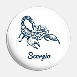 Scorpio Zodiac Horoscope with Scorpion with Flower Sign and Name Pin