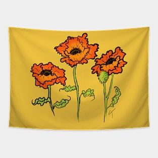 Colorful orange poppies Tapestry