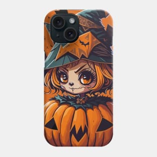 Halloween Witch in a Pumpkin Phone Case