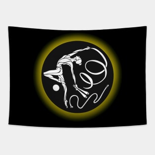 Total solar eclipse. Fire halo. acrobat/gymnast Tapestry