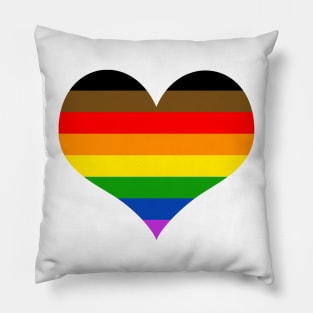 Black and Brown Rainbow Pride Heart Pillow