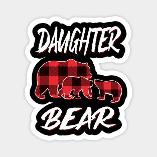 Daughter Bear Red Plaid Christmas Pajama Matching Family Gift Magnet