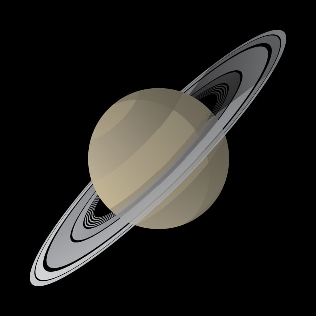 Saturn Floating In Space Vector Illustration by hobrath