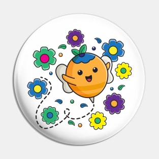 Blueberry bee with a cute face Pin