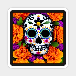 Sugar Skull Marigolds Magnet