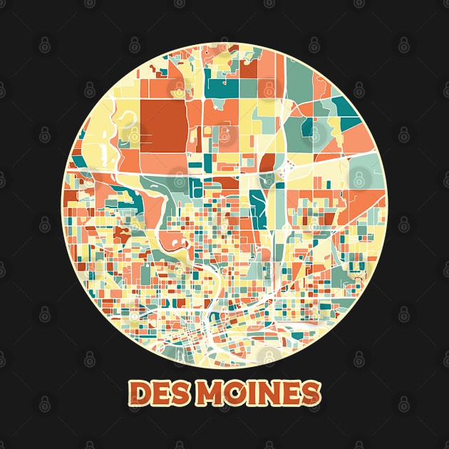 Des Moines map in mozaique colors by SerenityByAlex