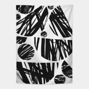 Abstract Black and White Geometric Pattern Tapestry