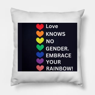 Love knows no gender. Embrace your rainbow! Pillow