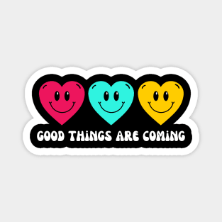 Retro Vintage Aesthetic Heart Smiley Emoji "Good Things Are Coming" Magnet