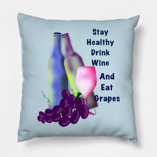 Drink Wine and Eat Grapes Pillow by CATiltedArt