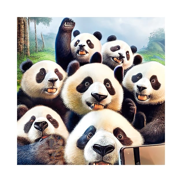 Panda Giant Bear Wild Nature Funny Happy Humor Photo Selfie by Cubebox