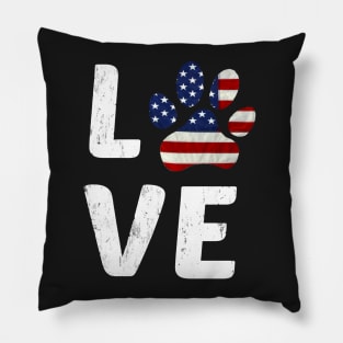 Patriotic American Flag Dog Love Pillow