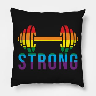 Pride Month STRONG Pride Rainbow Barbell for Bodybuilders Pillow