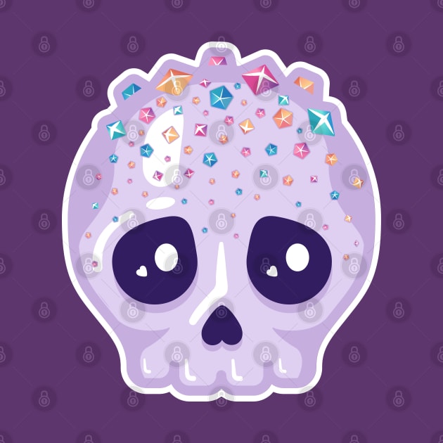 Cute Kawaii skull with sugar crystal hair on dark colours by Sugar & Bones