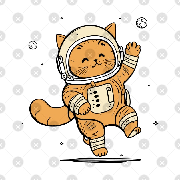 Cat in Space Funny Cat Gift Retro Vintage Funny Cat by KsuAnn