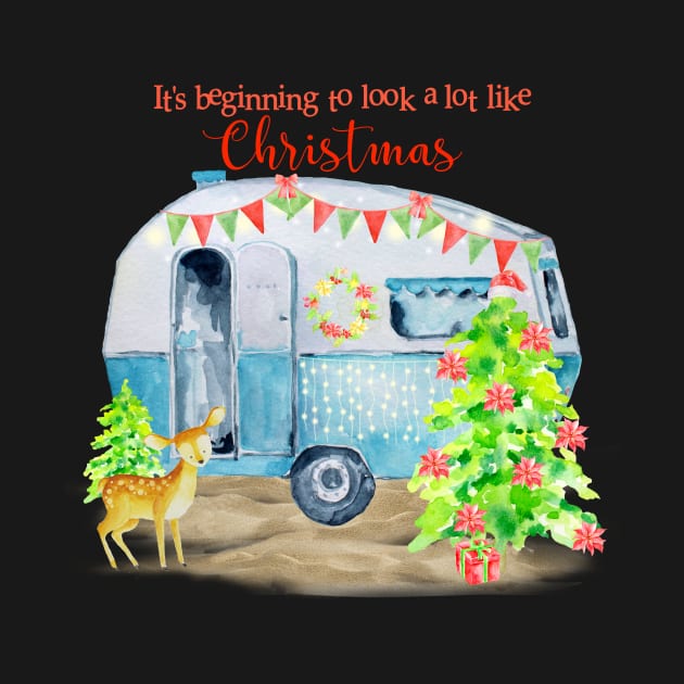 Christmas Retro Vintage Camper Caravan by FreeSpiritedNomads