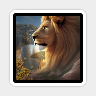 Awesome lion in the sunset Magnet