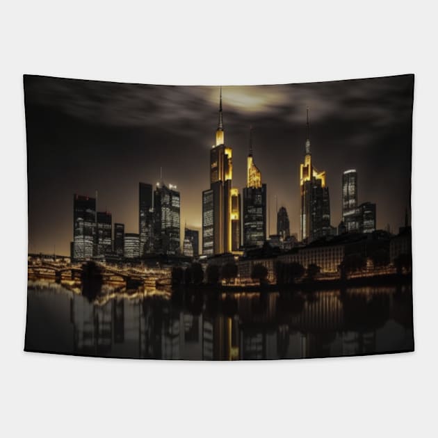 Frankfurt a.M. skyline by night Germany Tapestry by KK-Royal