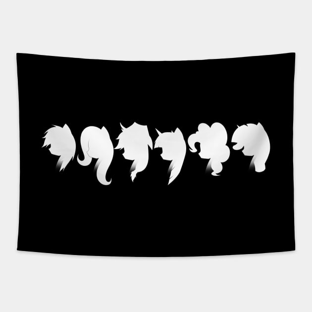 Mane Six White Silhouettes Tapestry by idkartist