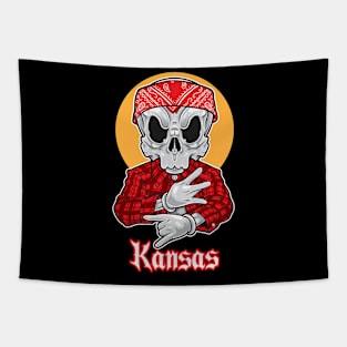 Skull Gangsta Kansas Tapestry