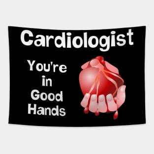 Cardiologist Good Hands White Text Tapestry