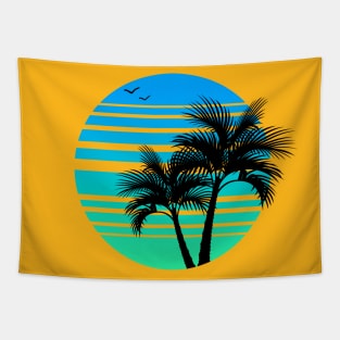 Synthwave - Vaporwave - California - Florida - 80s - Blue & Green Tapestry