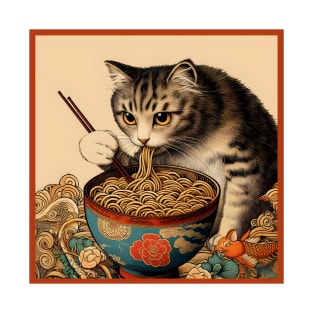 Kitty with Chopsticks eating Noodles T-Shirt