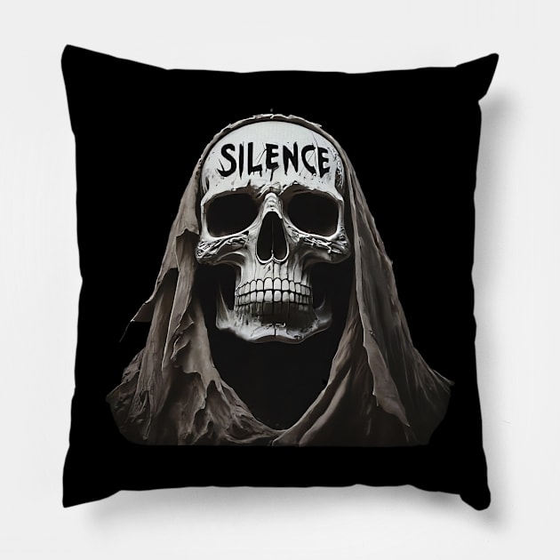 Skull Veil Silence Pillow by SkellySquad