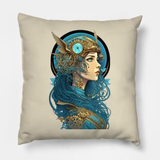 Steampunk Girl - A fusion of old and new technology Pillow