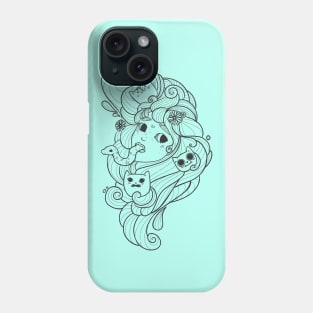 Girl Head With Cats And Snake Phone Case