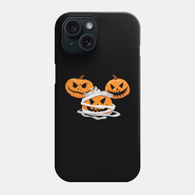 Three Halloween Pumpkins Face Jack o Lantern Orange Tie Dye Phone Case by DesignHND