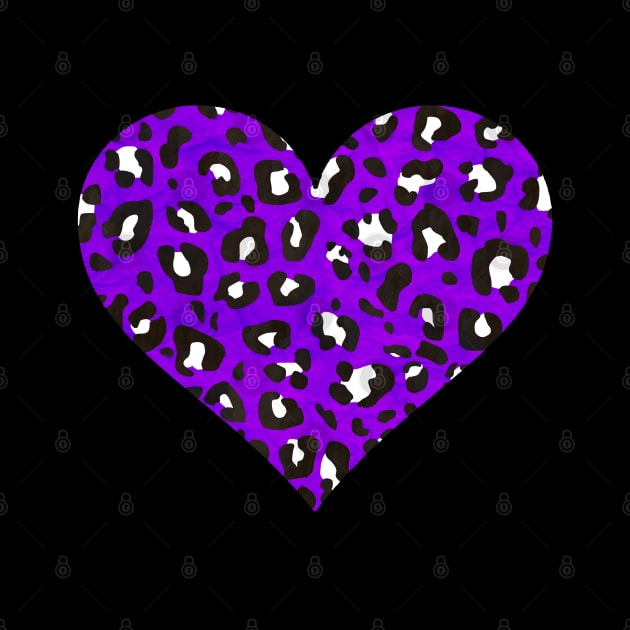 Purple, Black and White Leopard Print Heart by bumblefuzzies