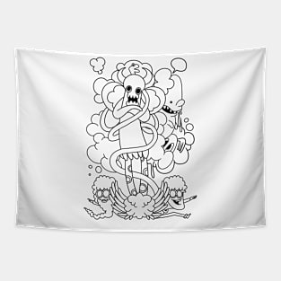 sketch illustration of  A cute monster and a friends Tapestry