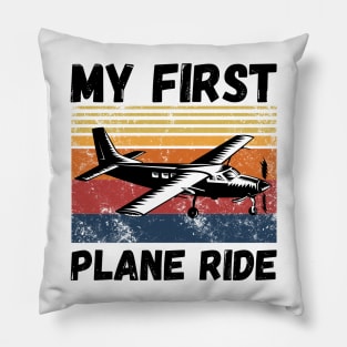 My First Plane Ride, Retro Vintage Sunset Airplane Pillow