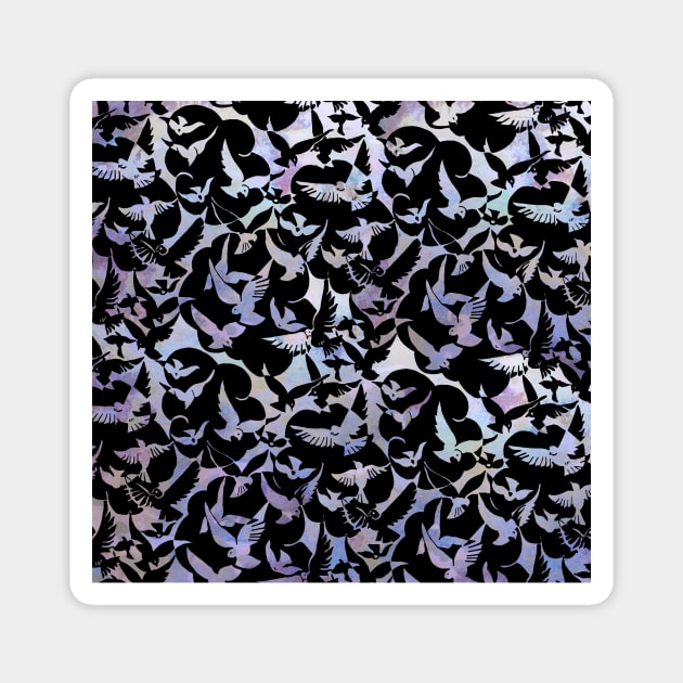 "Flying Birds" (muted twilight variation), vintage print pattern reimagined, 1928 Magnet by retrografika