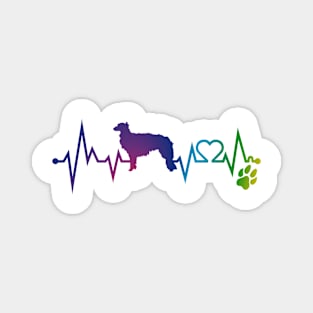 Silken windHound  Colorful Heartbeat, Heart & Dog Paw Magnet