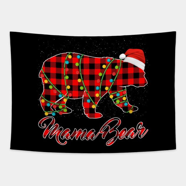 Mama Bear Pajama Red Buffalo Xmas Funny Family Christmas Tapestry by Happy Shirt