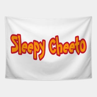 Sleepy Cheeto - Orange and Red - Front Tapestry