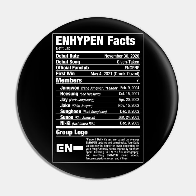 ENHYPEN Kpop Nutritional Facts 2 Pin by skeletonvenus