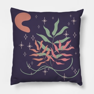 Abstract shapes stars and leaves digital design illustration Pillow