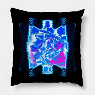 Abstract Neon Glitch - Geometric Pop Art Design Pillow