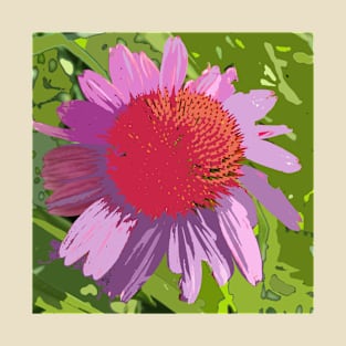 Echinacea, purple flower, green leaves, photography digitally modified T-Shirt