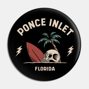 Vintage Surfing Ponce Inlet Florida // Retro Surf Skull Pin