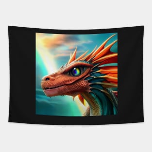 Red Dragon with Rainbow Eyes Tapestry