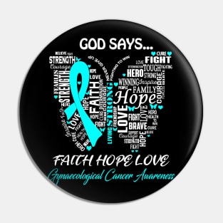 Butterfly Faith Hope Love Gynecologic Cancer Awareness Pin