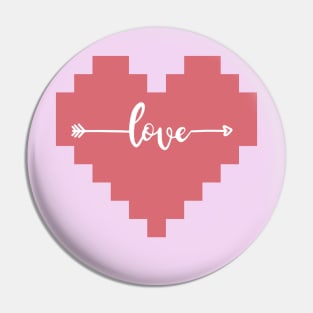 Pixel heart love. Valentines Day Pin