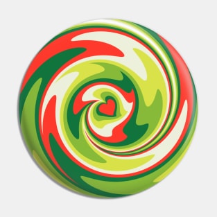 Swirl of Christmas Colored Heart Pattern Pin