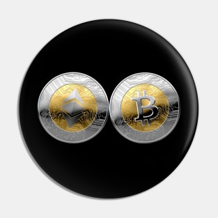 Ethereum And Bitcoin Coins Pin