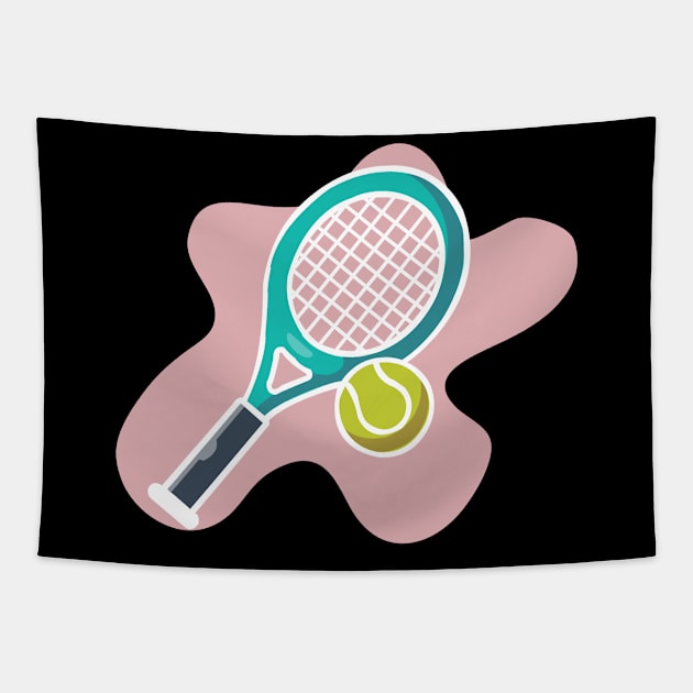 Graphic Tennis Racket And Tennis Ball Tapestry by StreetDesigns