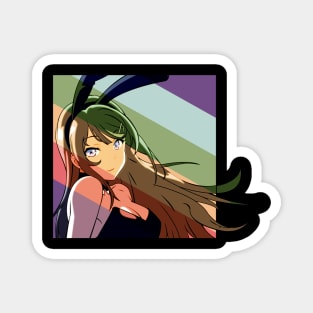 Retro Background Sweet Bunny Girl Magnet